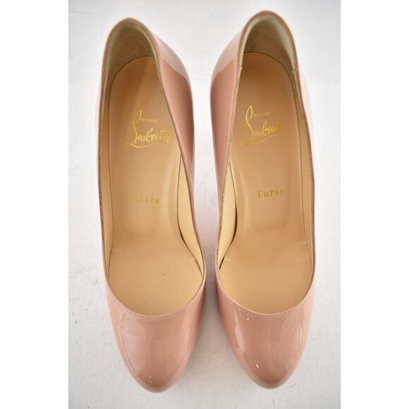 Christian Louboutin Dolly Pump 85 Blush Nude Patent Leather Classic Heel 39.5 - Picture 8 of 13